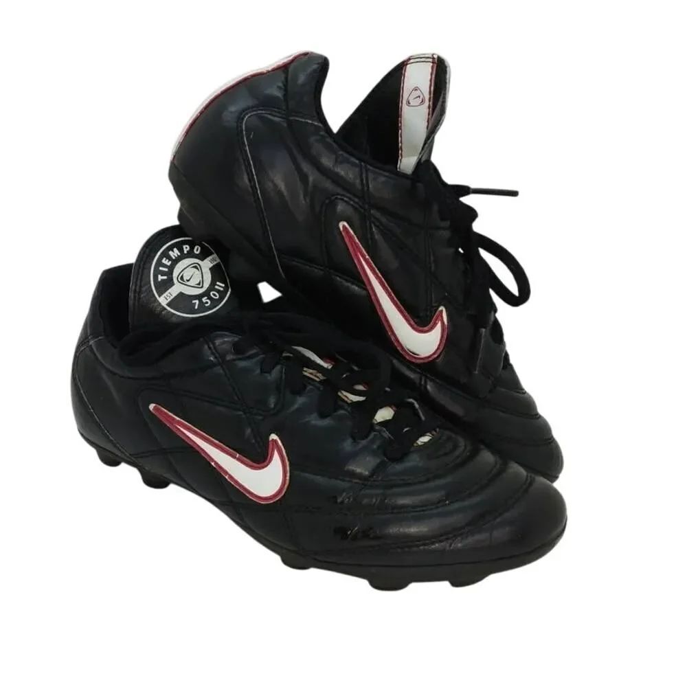 Nike Tiempo 750 II Boy's Pre-owned Black Soccer Cleats - sz. 3Y